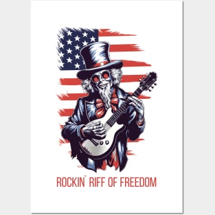 Rockin' Riff of Freedom Shirt | Unleash Your Inner Patriot this 4th of July Posters and Art